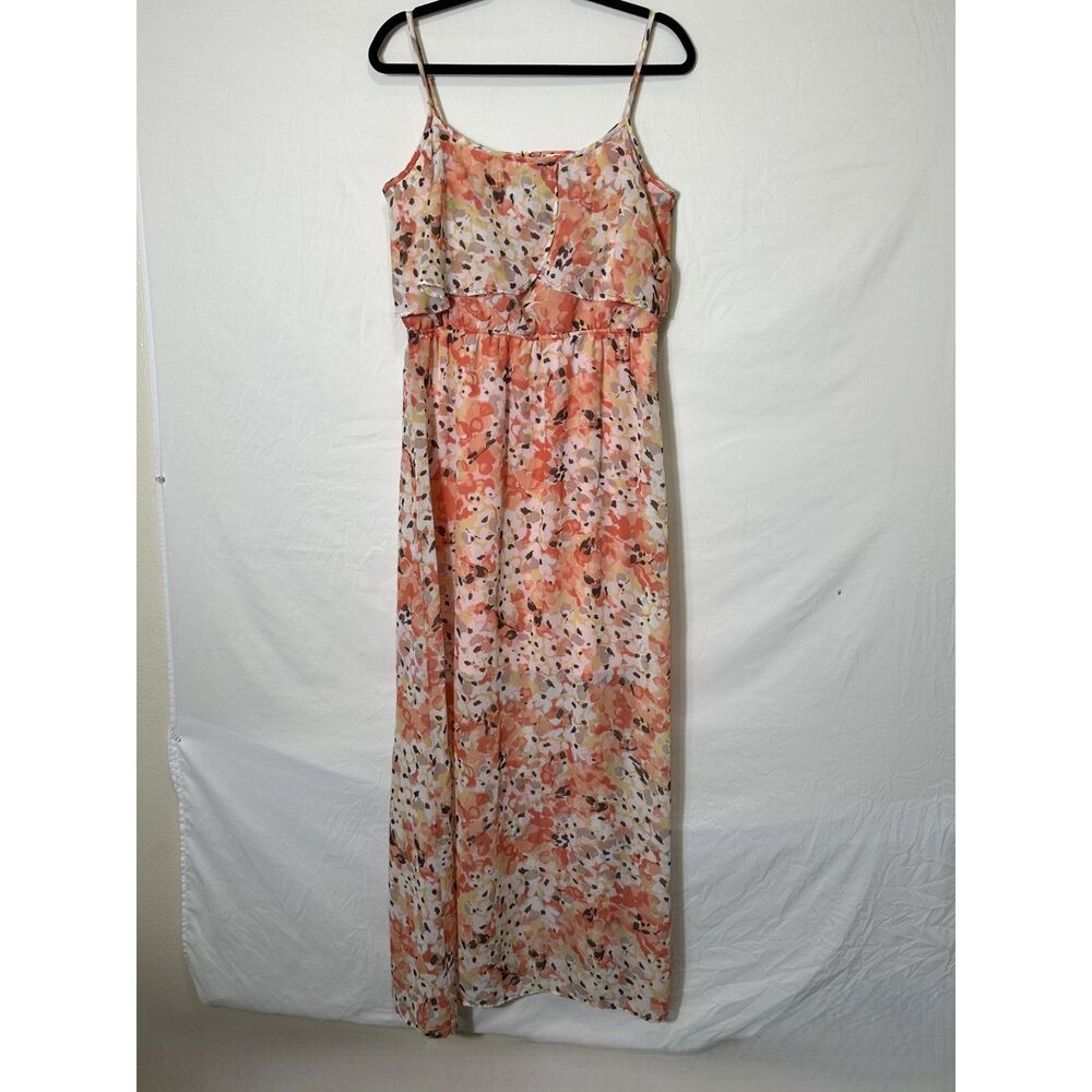 Cato Women's Floral Maxi Dress with Adjustable Straps Ruffle Bodice, Size M - Picture 4 of 5